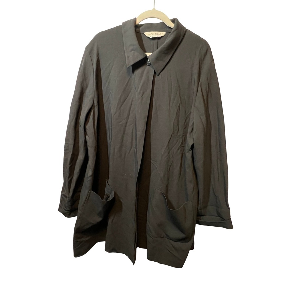Marina Rinaldi Wool Coat Jacket Made In‎ Italy Long Sleeve Black Size 31 US 22